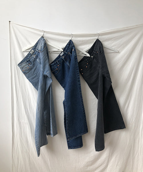 Vintage processed flare denim pants NZK1934