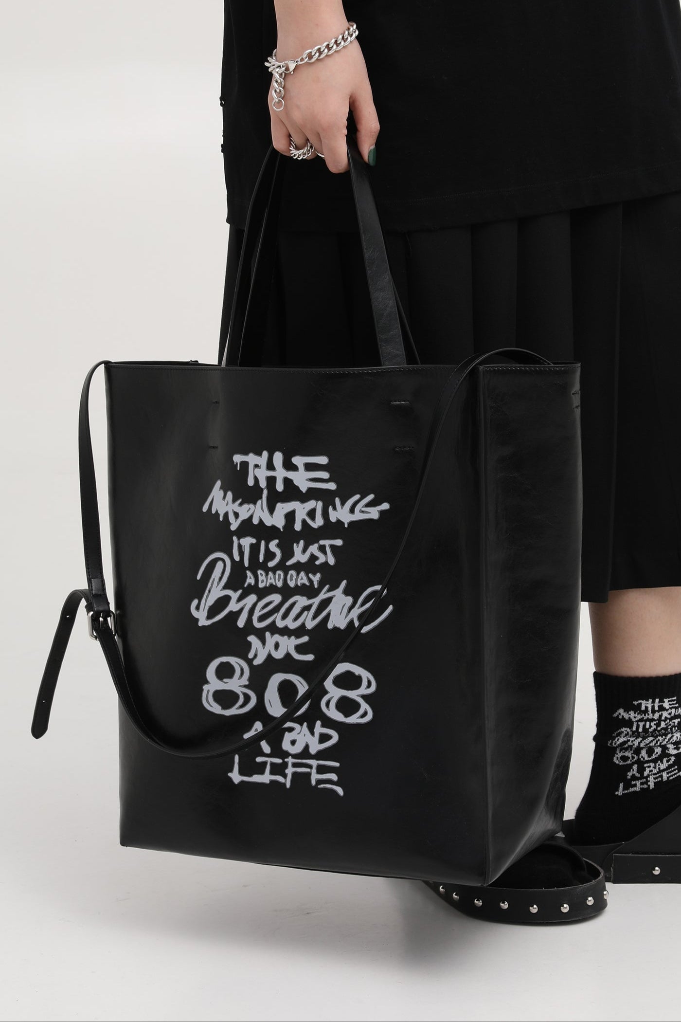 2way handwritten logo print tote bag BB2009