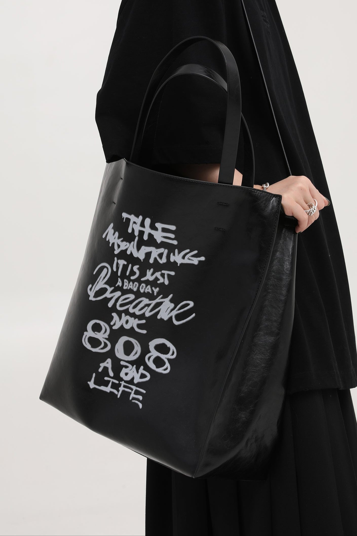 2way handwritten logo print tote bag BB2009