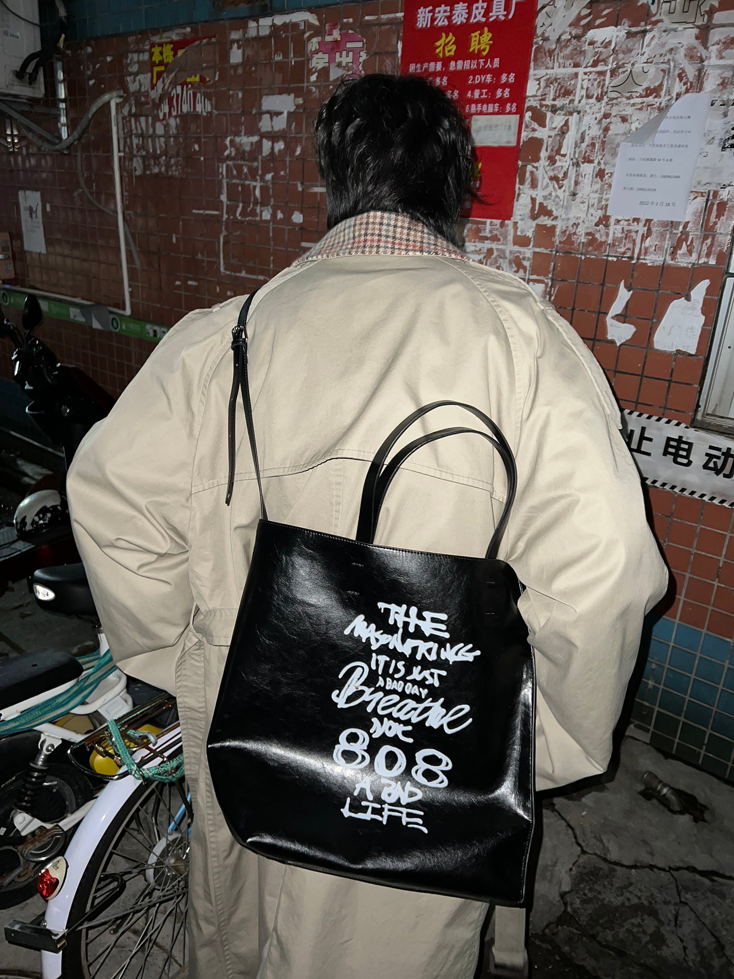 2way handwritten logo print tote bag BB2009