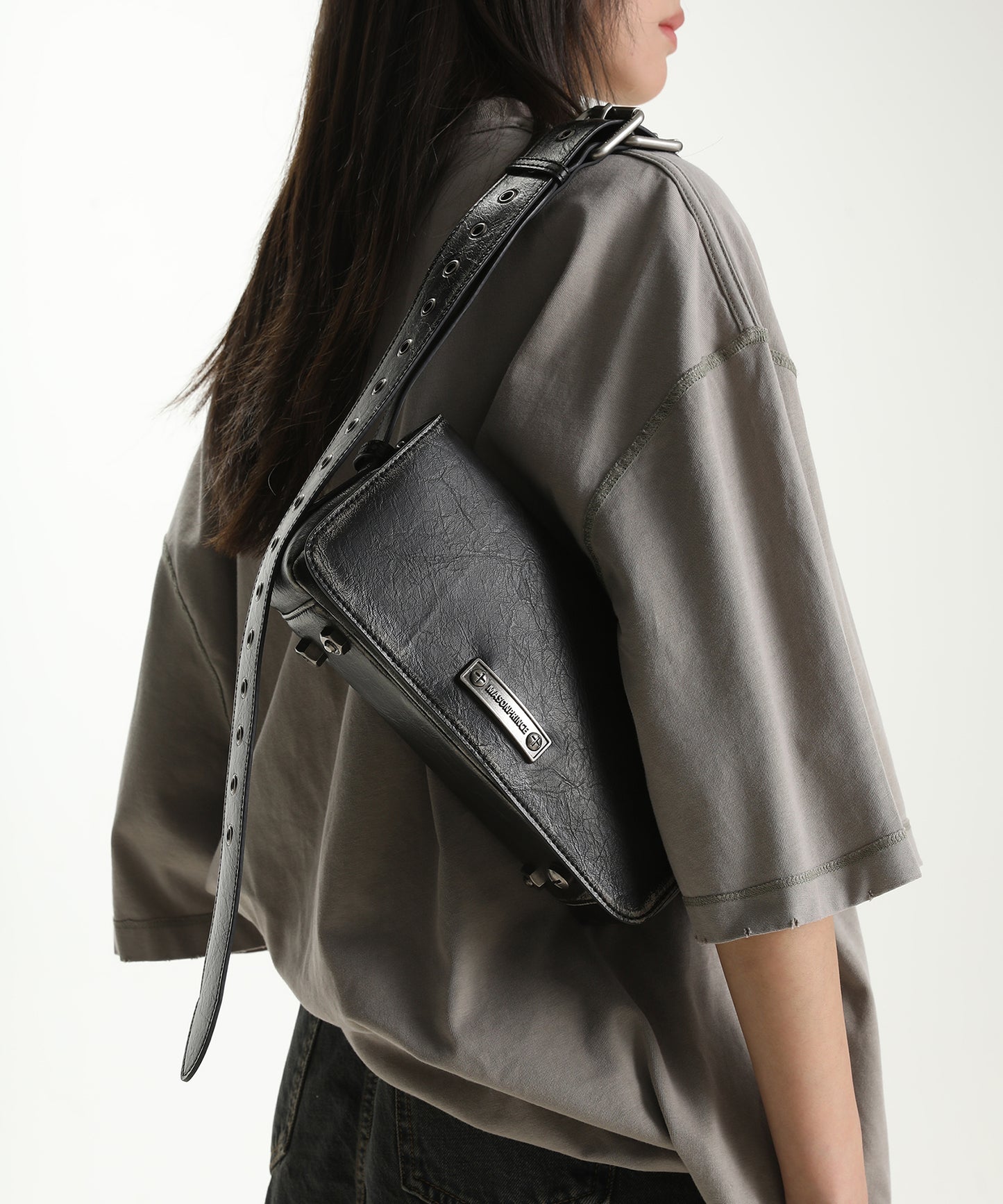 PU Leather Brand Logo Shoulder Bag BB2087