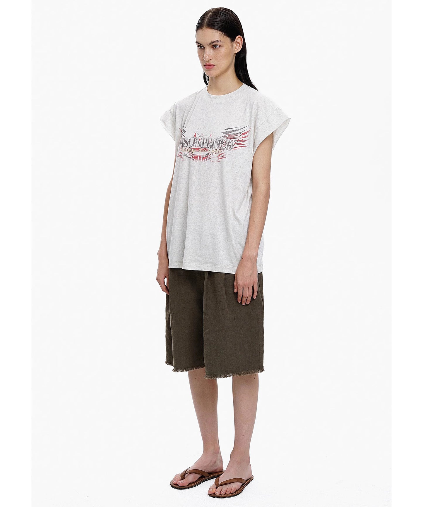 オーバーサイズ 両面プリント フライングスリーブ Tシャツ BX3096【MASONPRINCE】【2025SS】