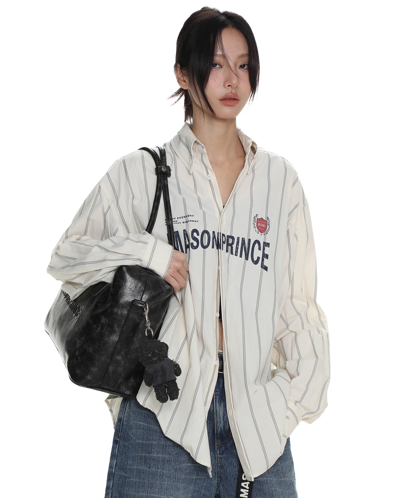 Oversized Button-Down Retro Striped Shirt CS2132