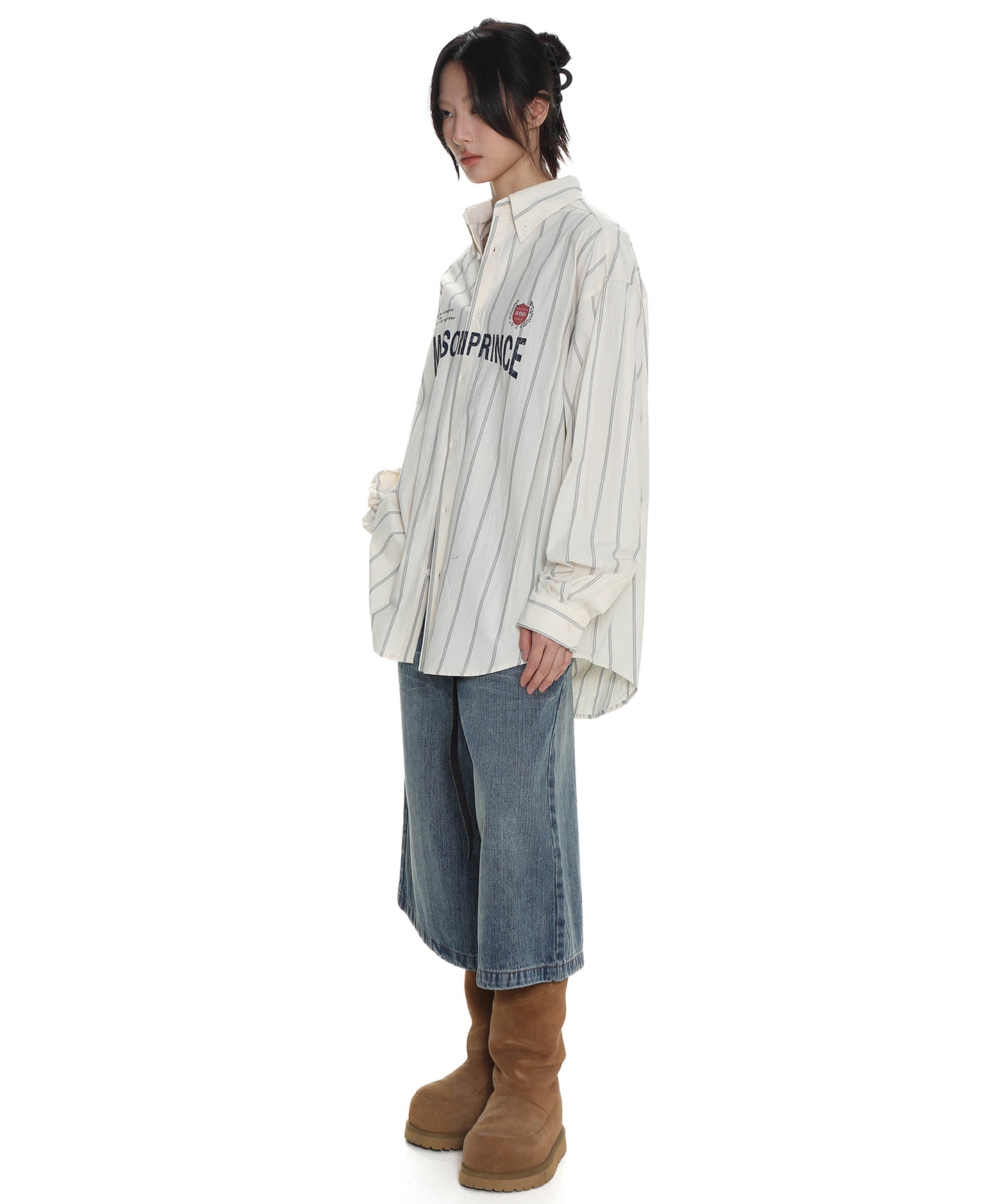 Oversized Button-Down Retro Striped Shirt CS2132