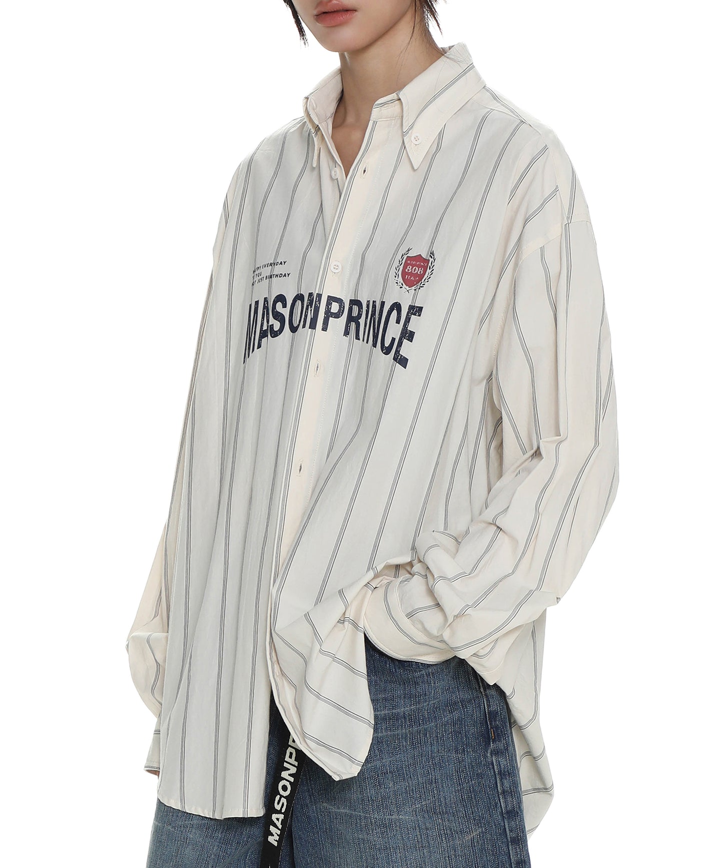 Oversized Button-Down Retro Striped Shirt CS2132