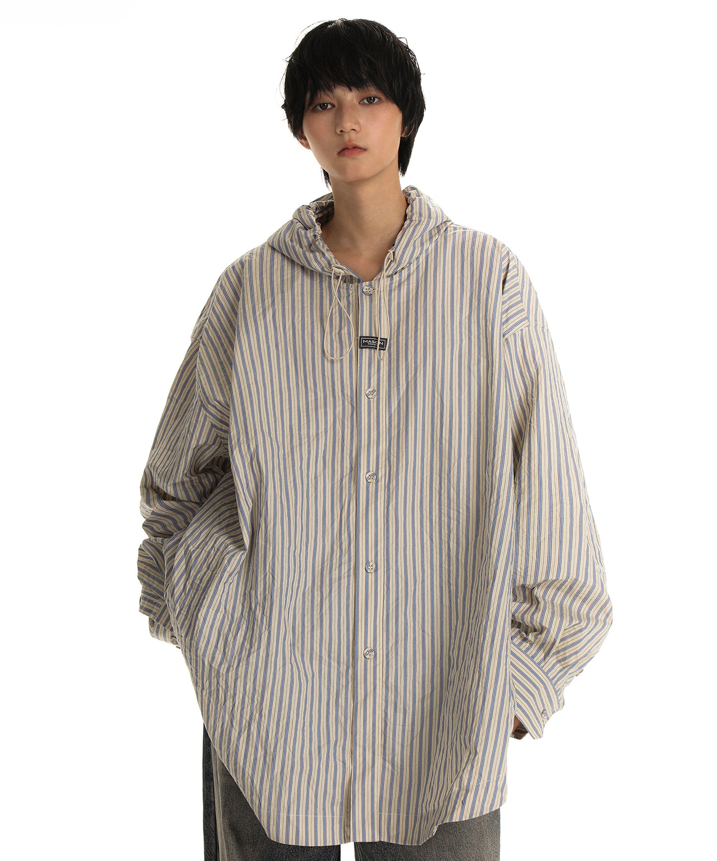 Oversized Striped Hooded Grandpa Shirt CS2143