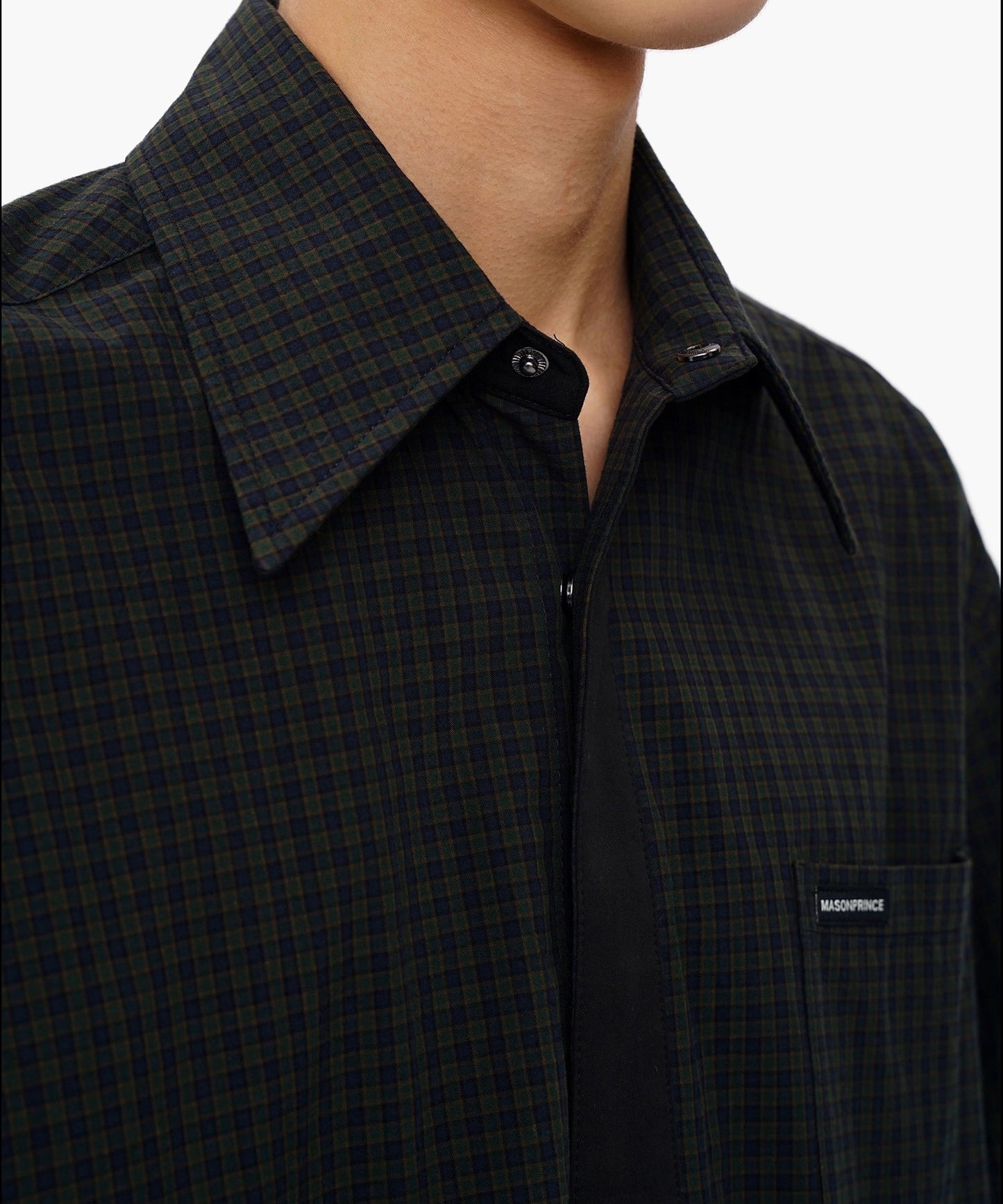 オーバーサイズ フェイクタイ チェック柄シャツ CS2181【MASONPRINCE】【2025AW】