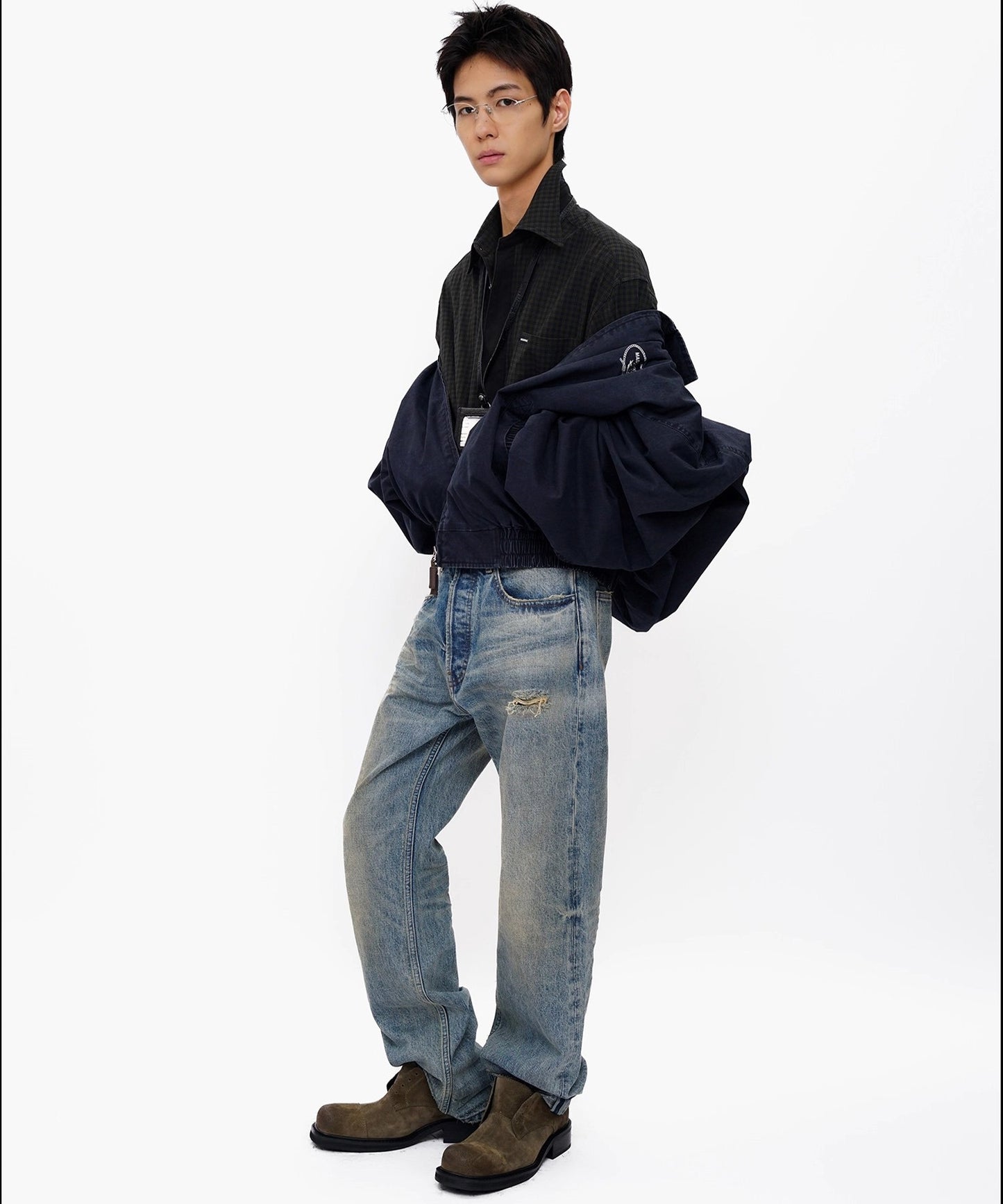 オーバーサイズ フェイクタイ チェック柄シャツ CS2181【MASONPRINCE】【2025AW】