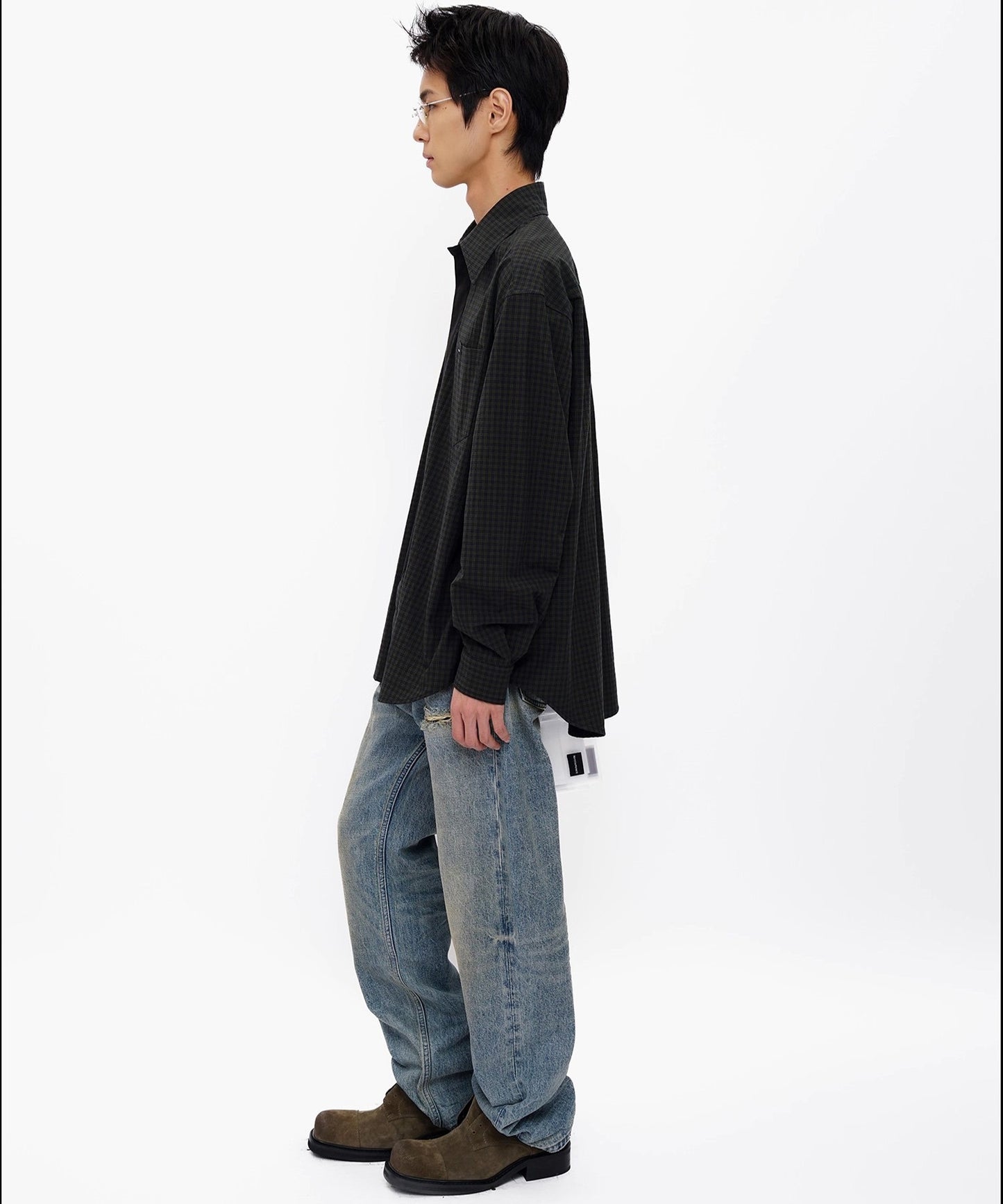 オーバーサイズ フェイクタイ チェック柄シャツ CS2181【MASONPRINCE】【2025AW】