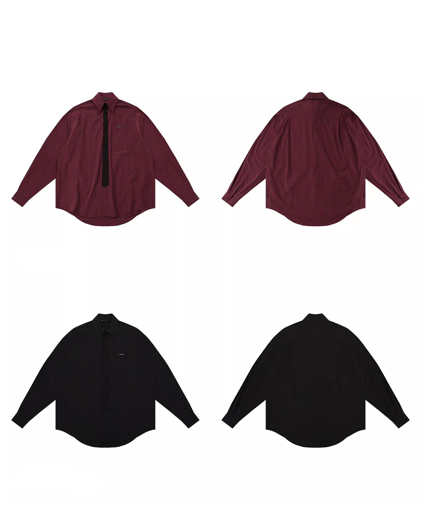 オーバーサイズ フェイクタイ チェック柄シャツ CS2181【MASONPRINCE】【2025AW】