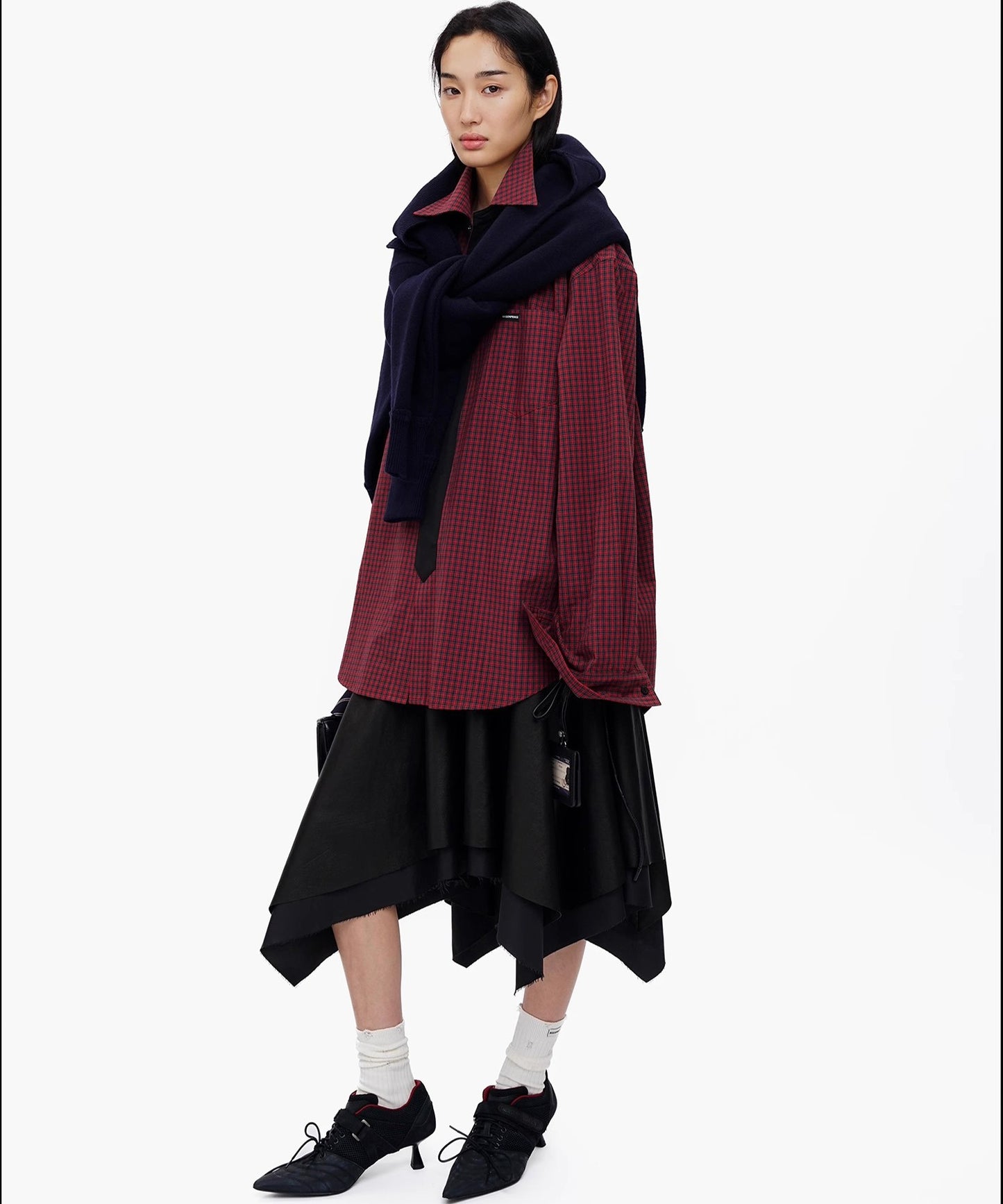 オーバーサイズ フェイクタイ チェック柄シャツ CS2181【MASONPRINCE】【2025AW】