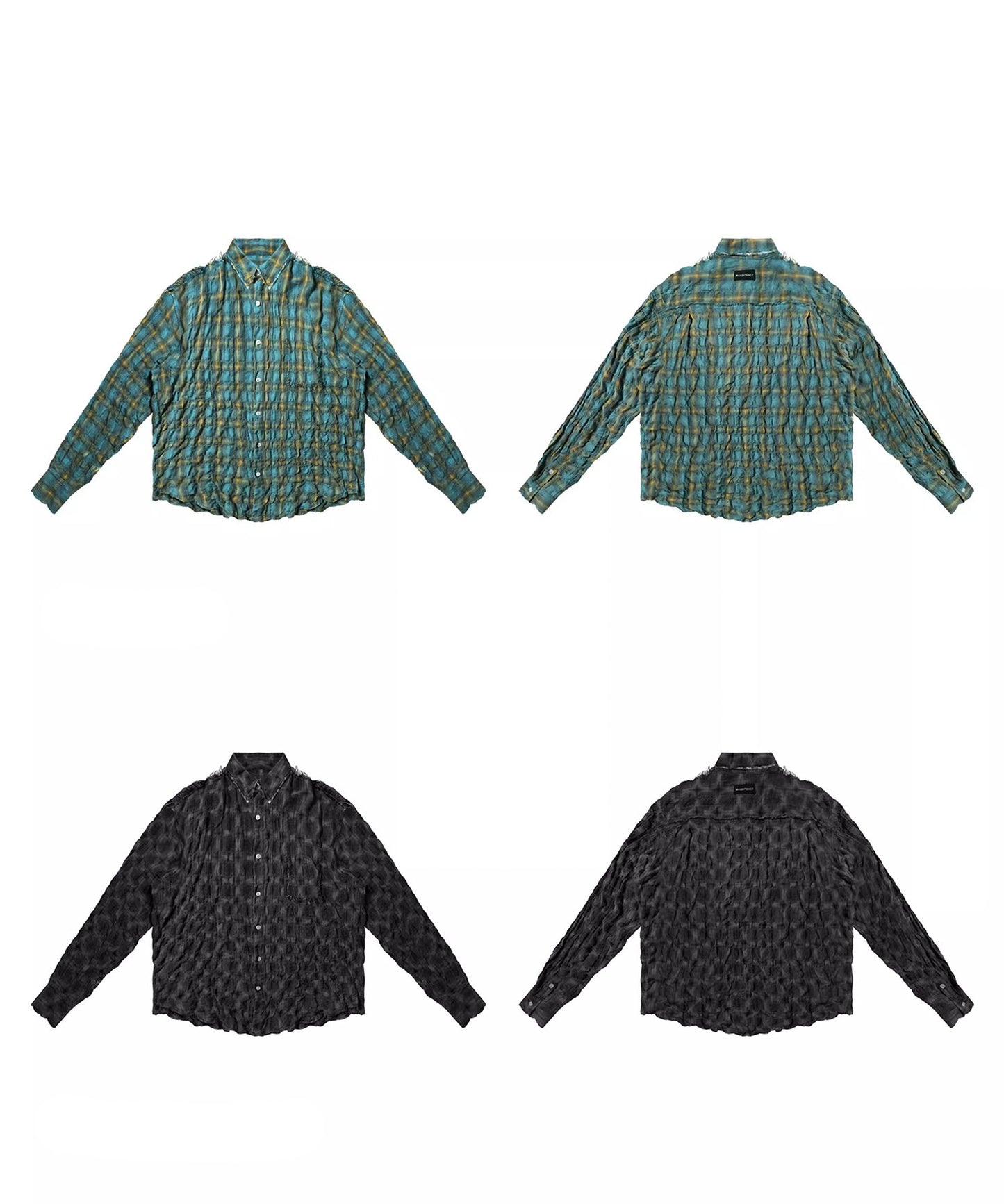 オーバーサイズ シワ加工 チェック柄 シャツ CS2183【MASONPRINCE】【2025AW】