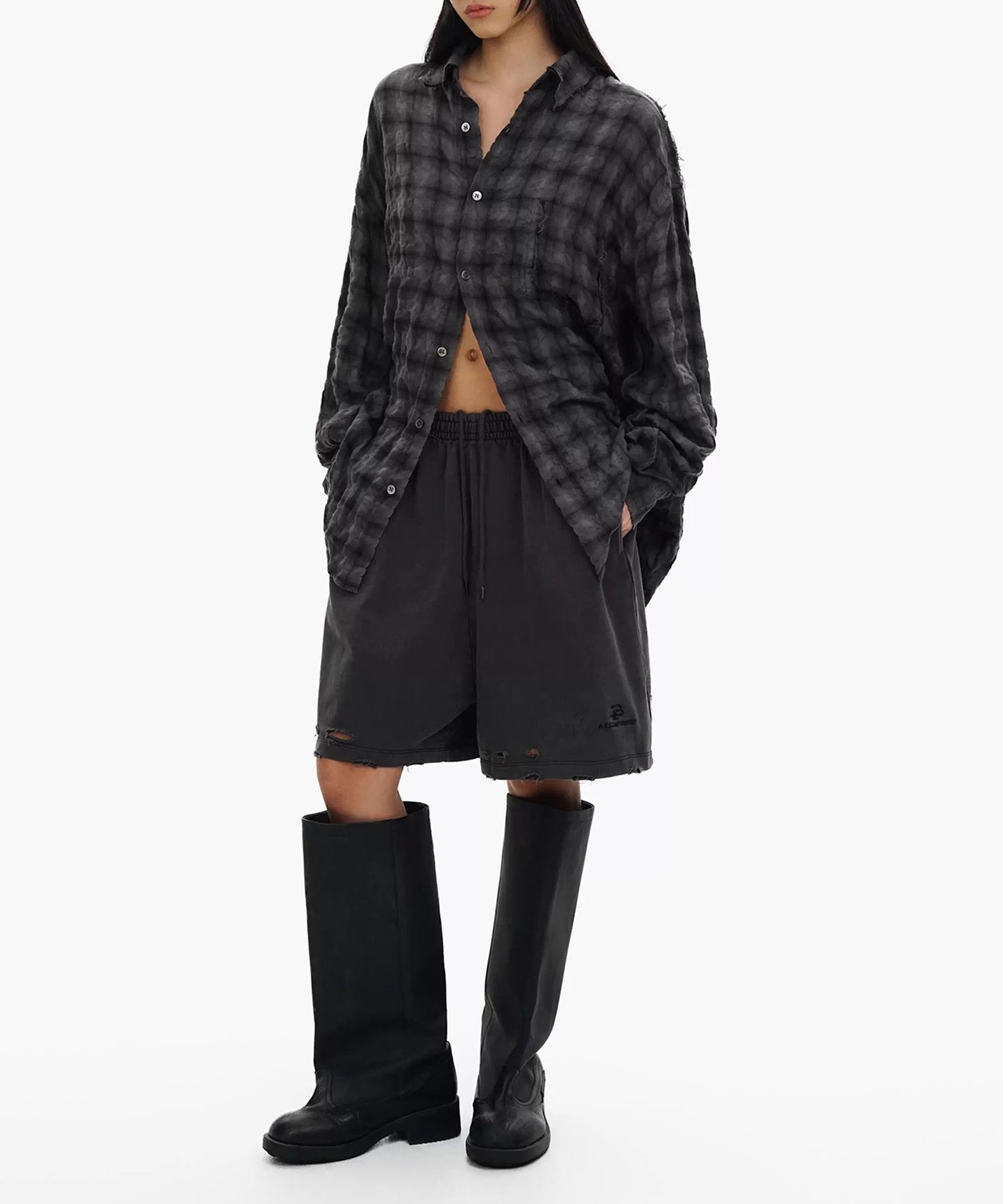 オーバーサイズ シワ加工 チェック柄 シャツ CS2183【MASONPRINCE】【2025AW】