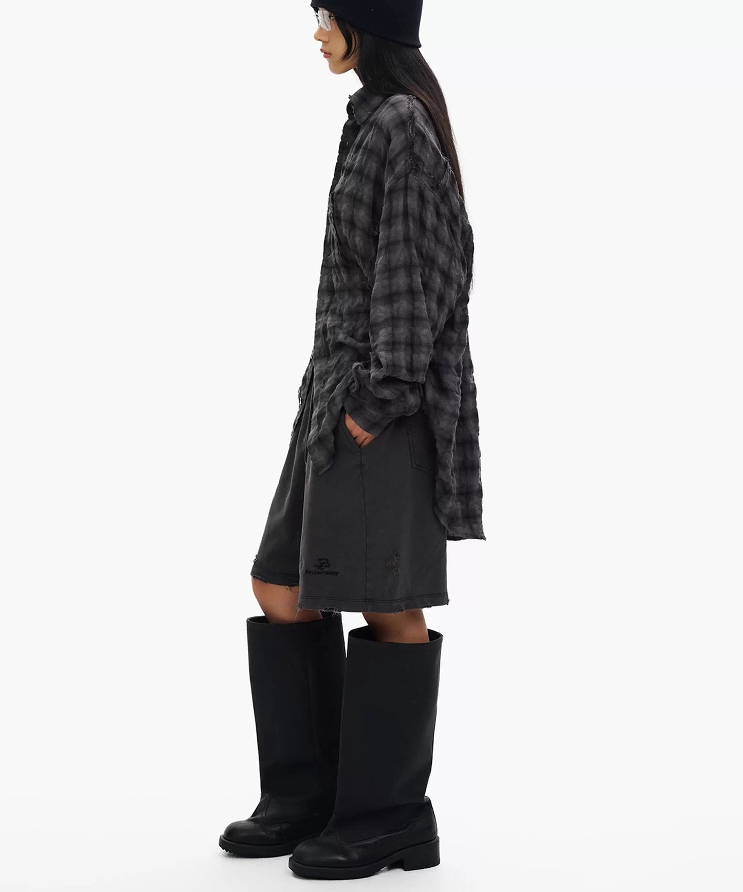 オーバーサイズ シワ加工 チェック柄 シャツ CS2183【MASONPRINCE】【2025AW】