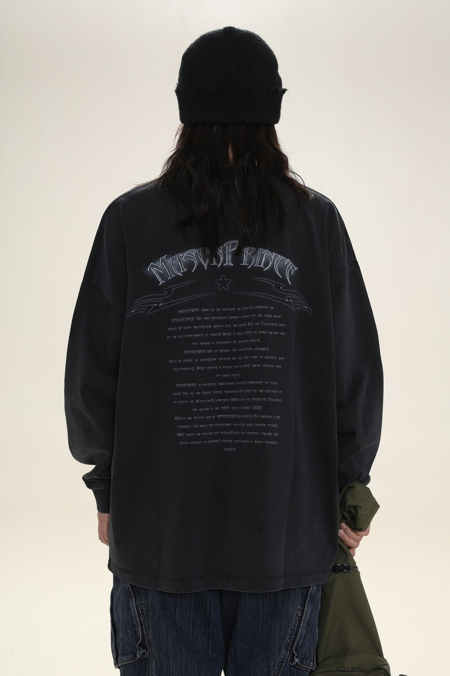 Big silhouette vintage processing MP original band tour long TEE CT6065