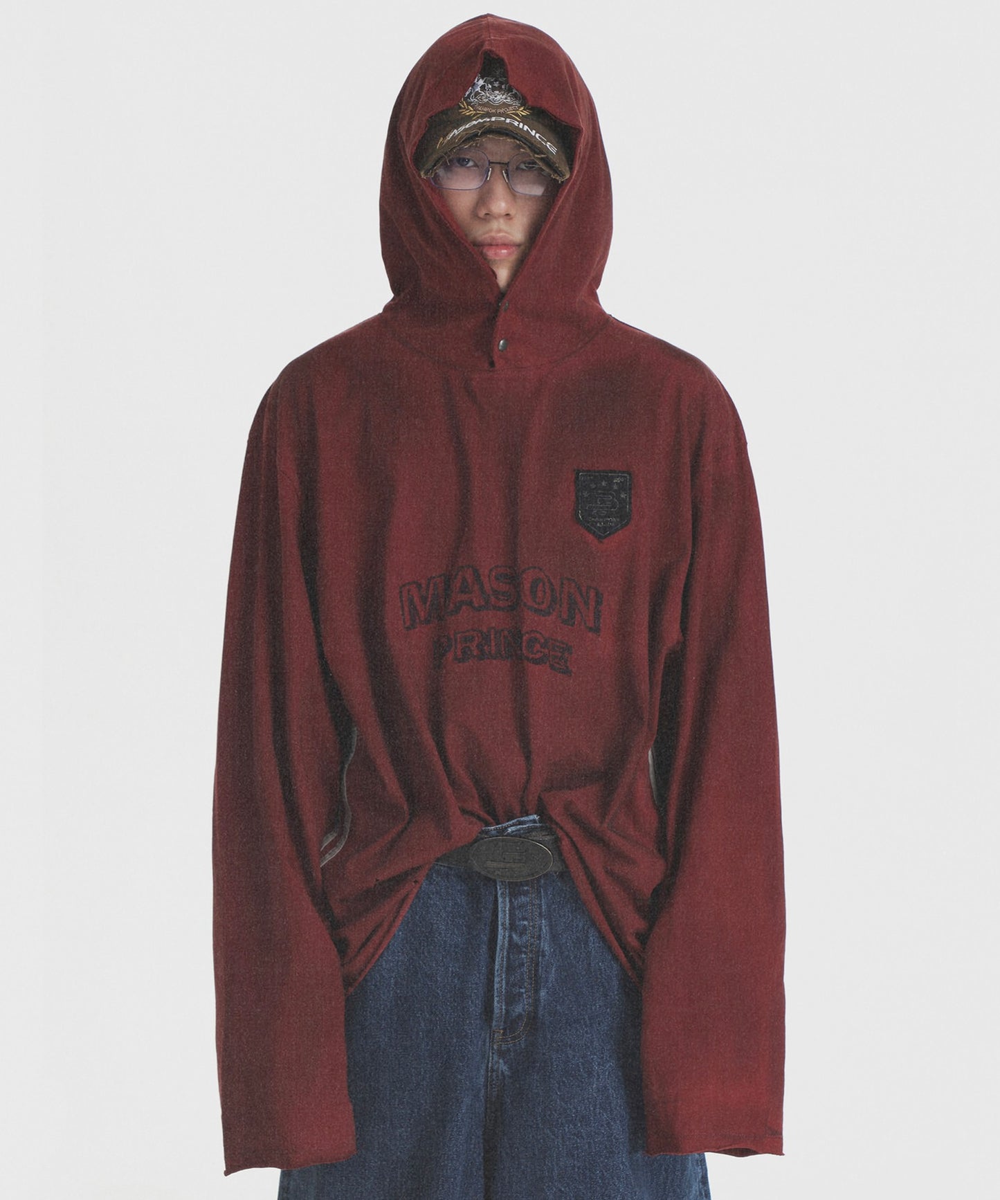 【SALE 60%OFF_特別価格適用※カートに入れるとセール価格が適用されます※】オーバーサイズ ダメージウォッシュ加工 フード付きロンT CT6152【MASONPRINCE】