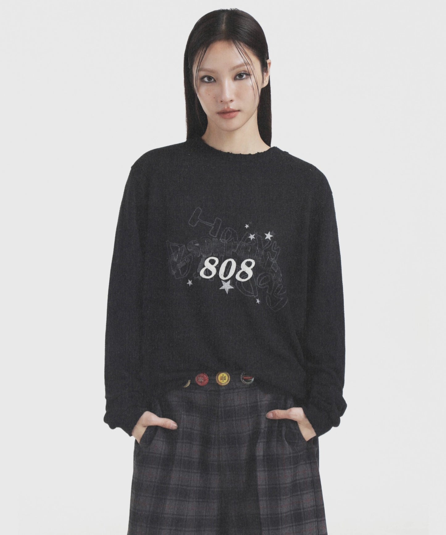 【SALE 60%OFF_特別価格適用※カートに入れるとセール価格が適用されます※】ドロップショルダー フロントロゴ ワッフル生地 ロンT CT6155【MASONPRINCE】