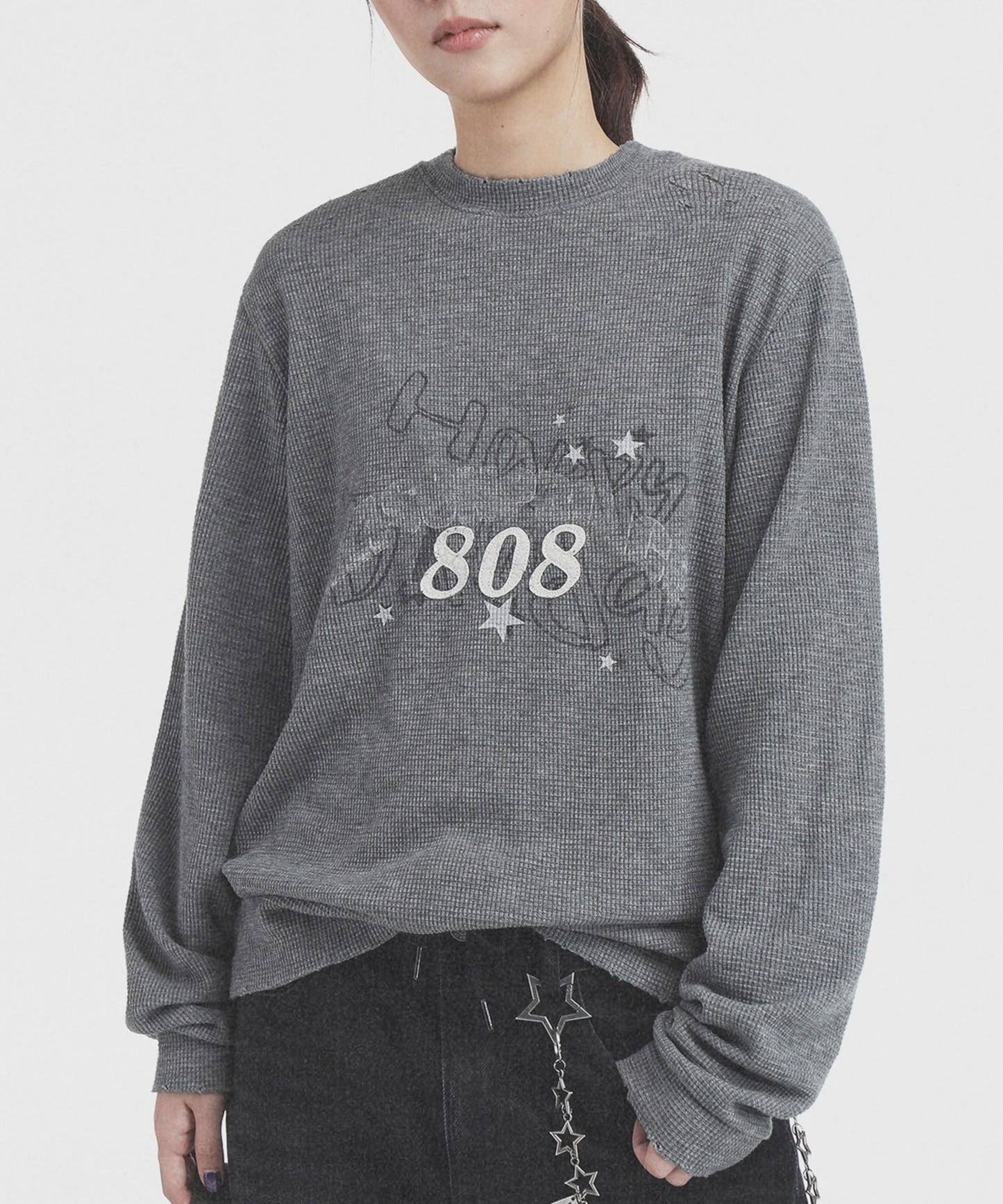 【SALE 60%OFF_特別価格適用※カートに入れるとセール価格が適用されます※】ドロップショルダー フロントロゴ ワッフル生地 ロンT CT6155【MASONPRINCE】