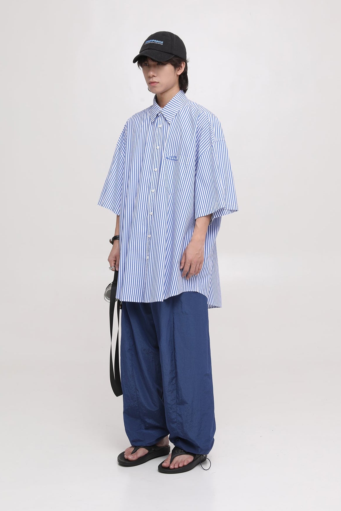 Oversized striped half sleeve shirt DCS2025