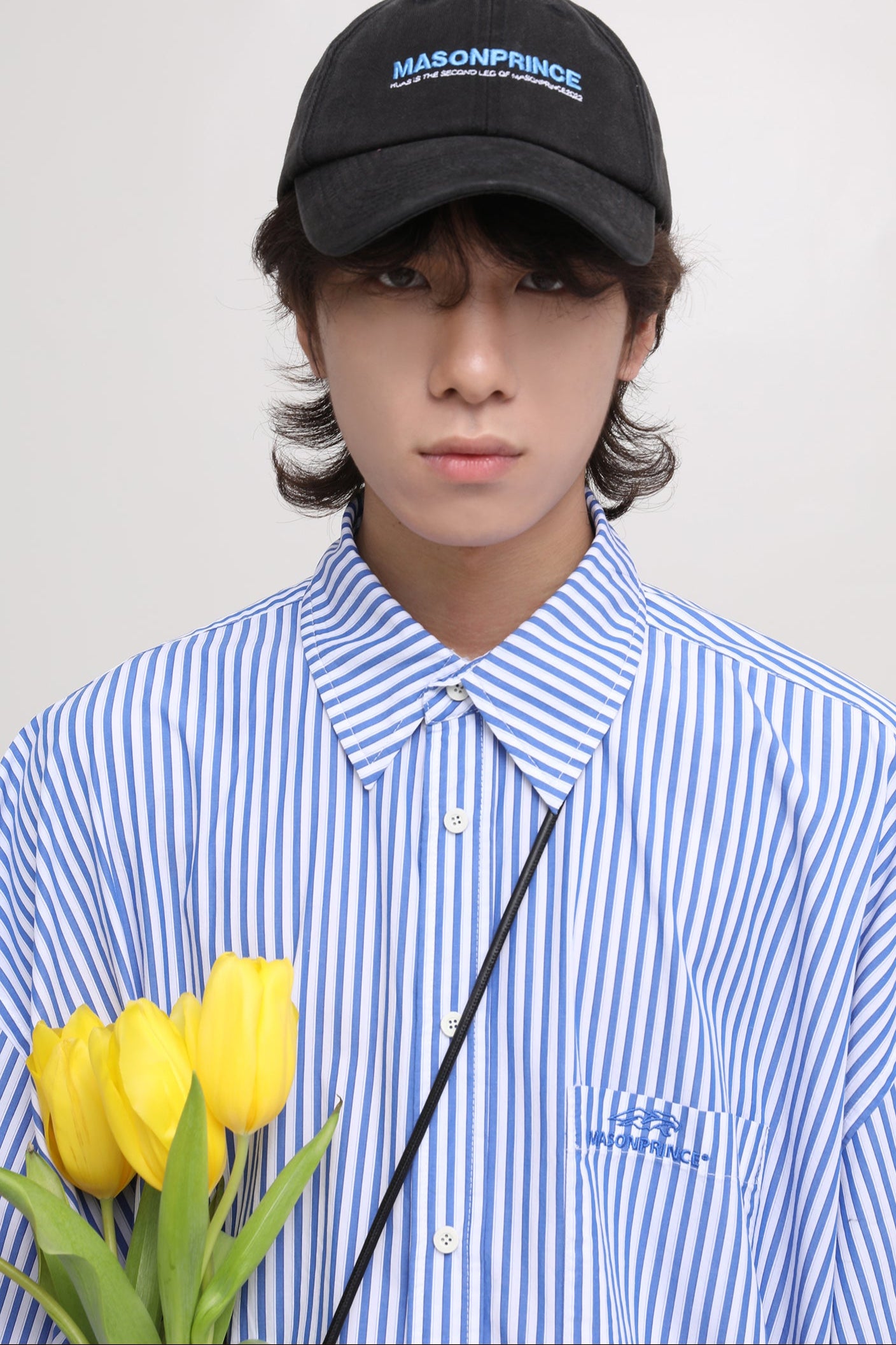 Oversized striped half sleeve shirt DCS2025