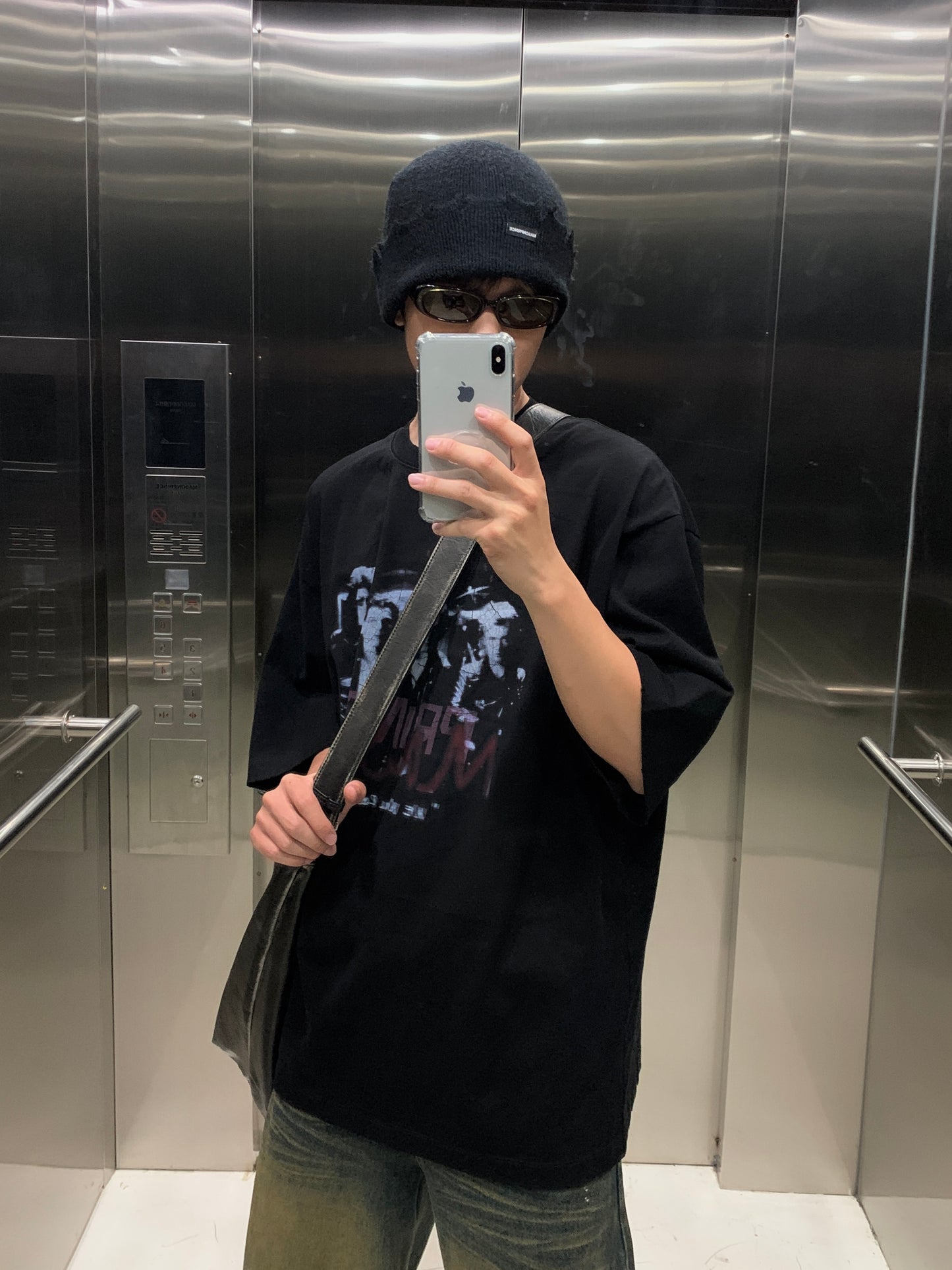 Big silhouette MP original print cracked band T-shirt DT0618