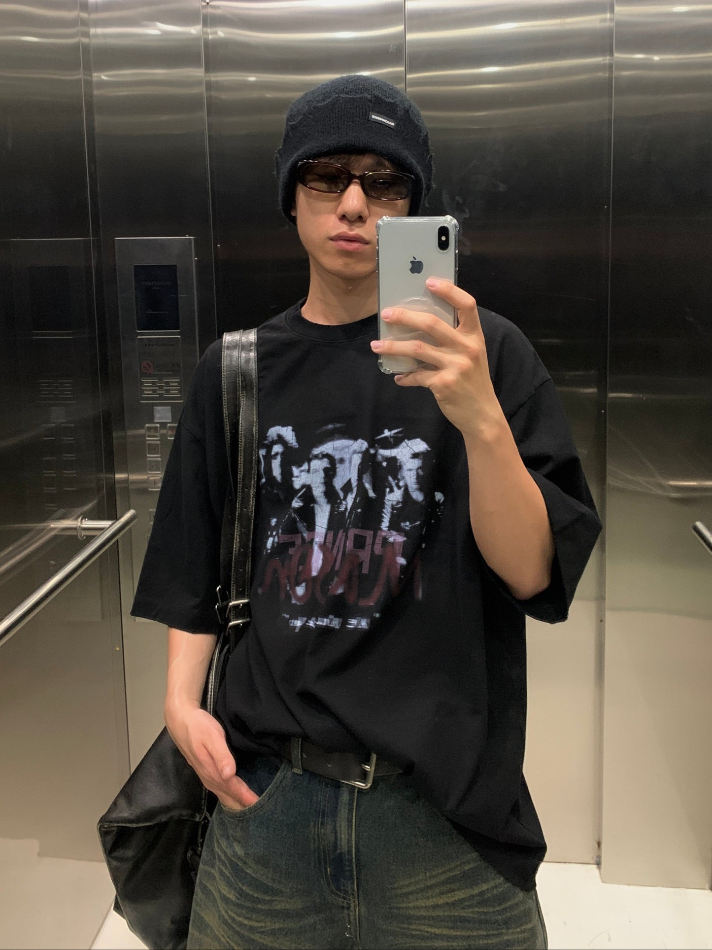 Big silhouette MP original print cracked band T-shirt DT0618