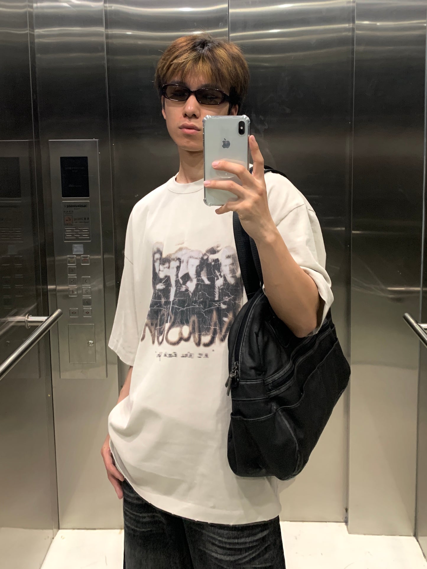 Big silhouette MP original print cracked band T-shirt DT0618