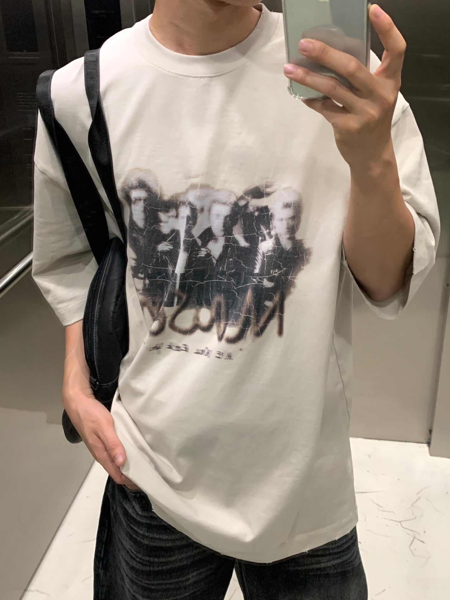 Big silhouette MP original print cracked band T-shirt DT0618
