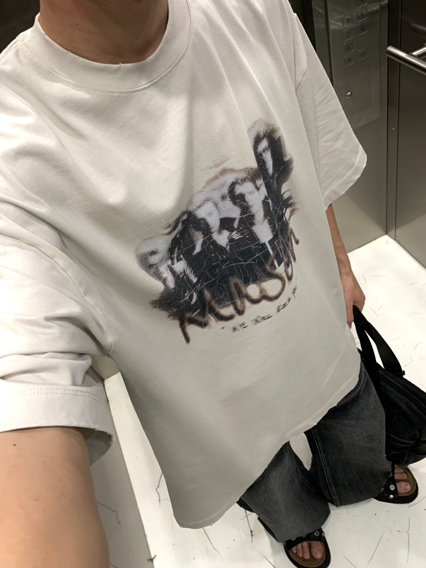 Big silhouette MP original print cracked band T-shirt DT0618