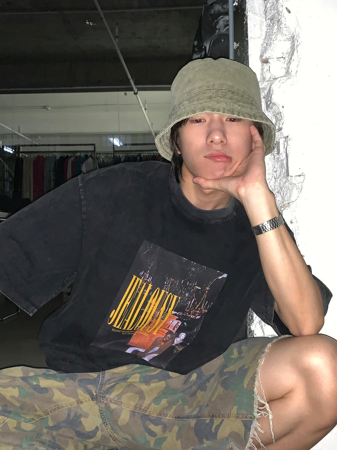 ビッグシルエットヴィンテージ加工ロックTシャツ DT2079