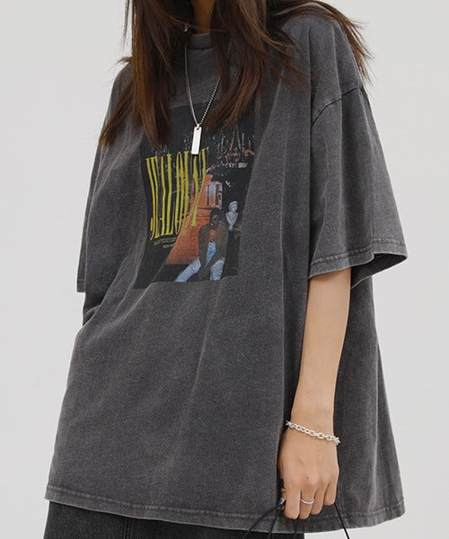 ビッグシルエットヴィンテージ加工ロックTシャツ DT2079
