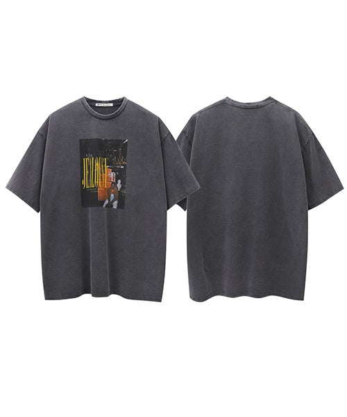 ビッグシルエットヴィンテージ加工ロックTシャツ DT2079