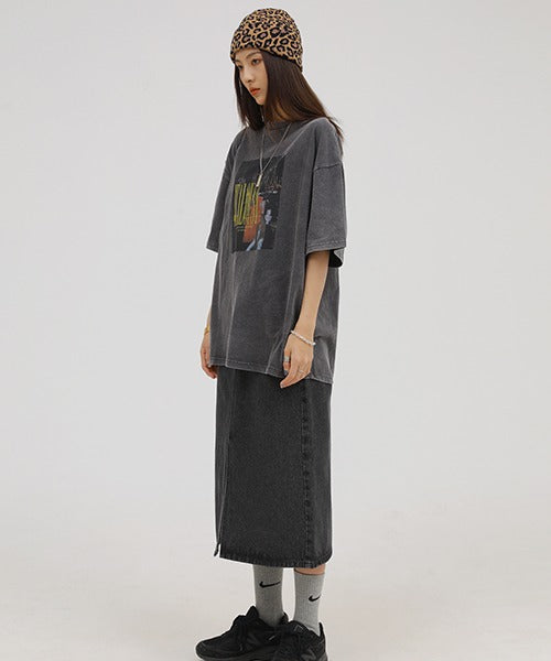 ビッグシルエットヴィンテージ加工ロックTシャツ DT2079