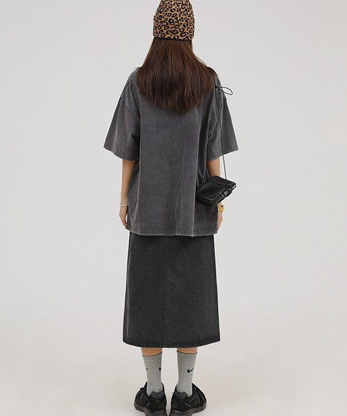 ビッグシルエットヴィンテージ加工ロックTシャツ DT2079