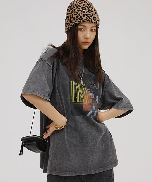 ビッグシルエットヴィンテージ加工ロックTシャツ DT2079