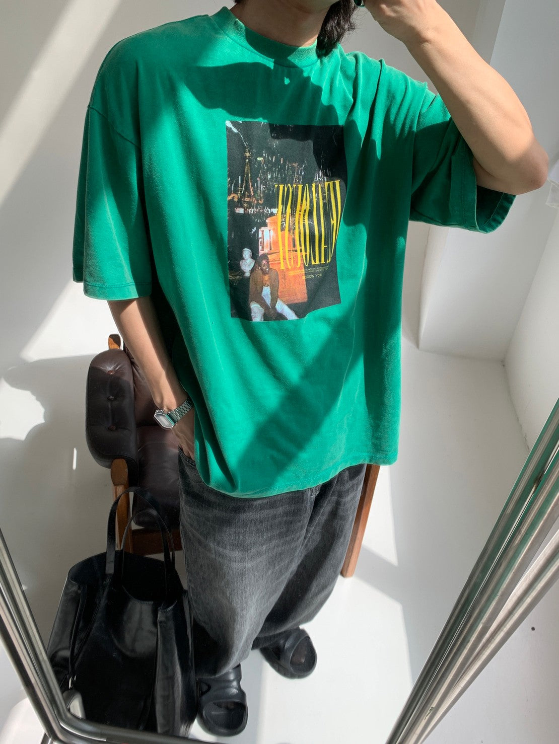 ビッグシルエットヴィンテージ加工ロックTシャツ DT2079