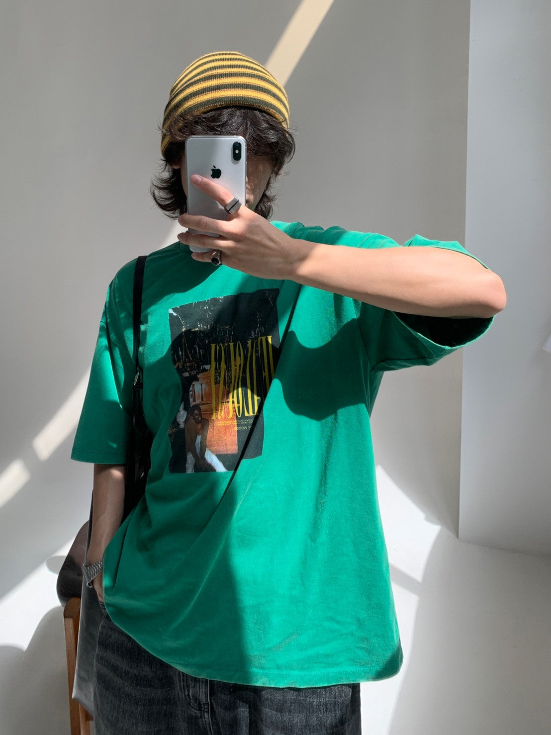 ビッグシルエットヴィンテージ加工ロックTシャツ DT2079