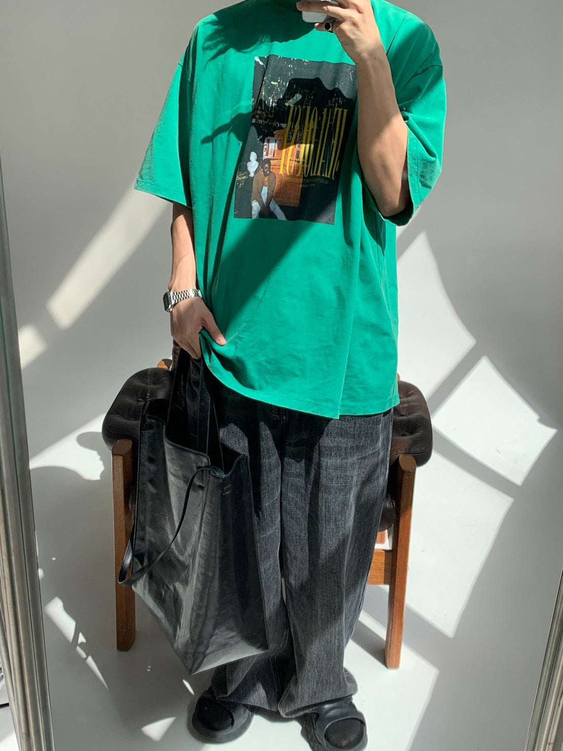 ビッグシルエットヴィンテージ加工ロックTシャツ DT2079