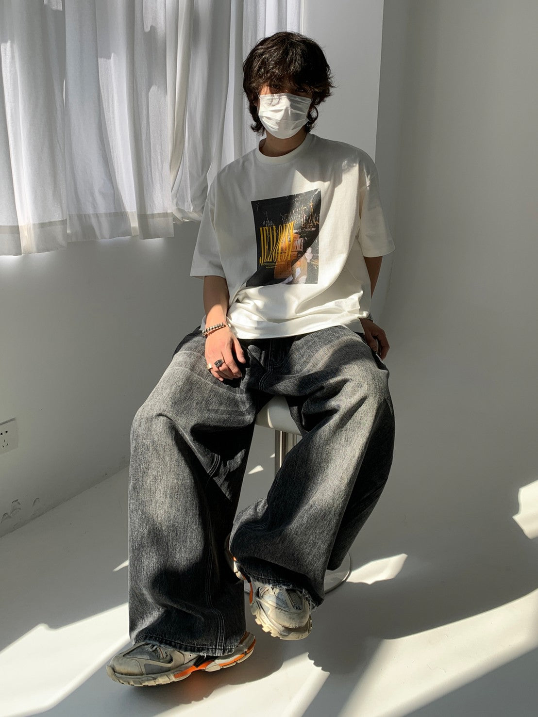 ビッグシルエットヴィンテージ加工ロックTシャツ DT2079