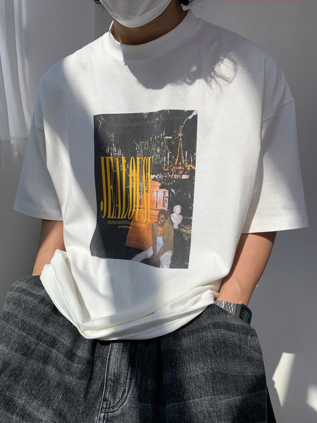 ビッグシルエットヴィンテージ加工ロックTシャツ DT2079