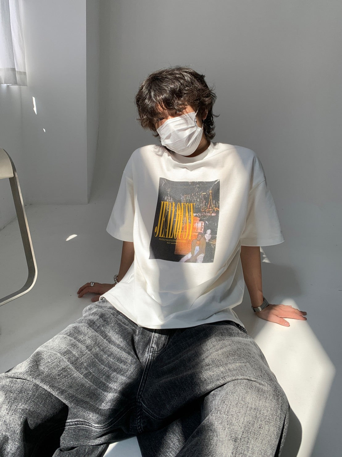 ビッグシルエットヴィンテージ加工ロックTシャツ DT2079