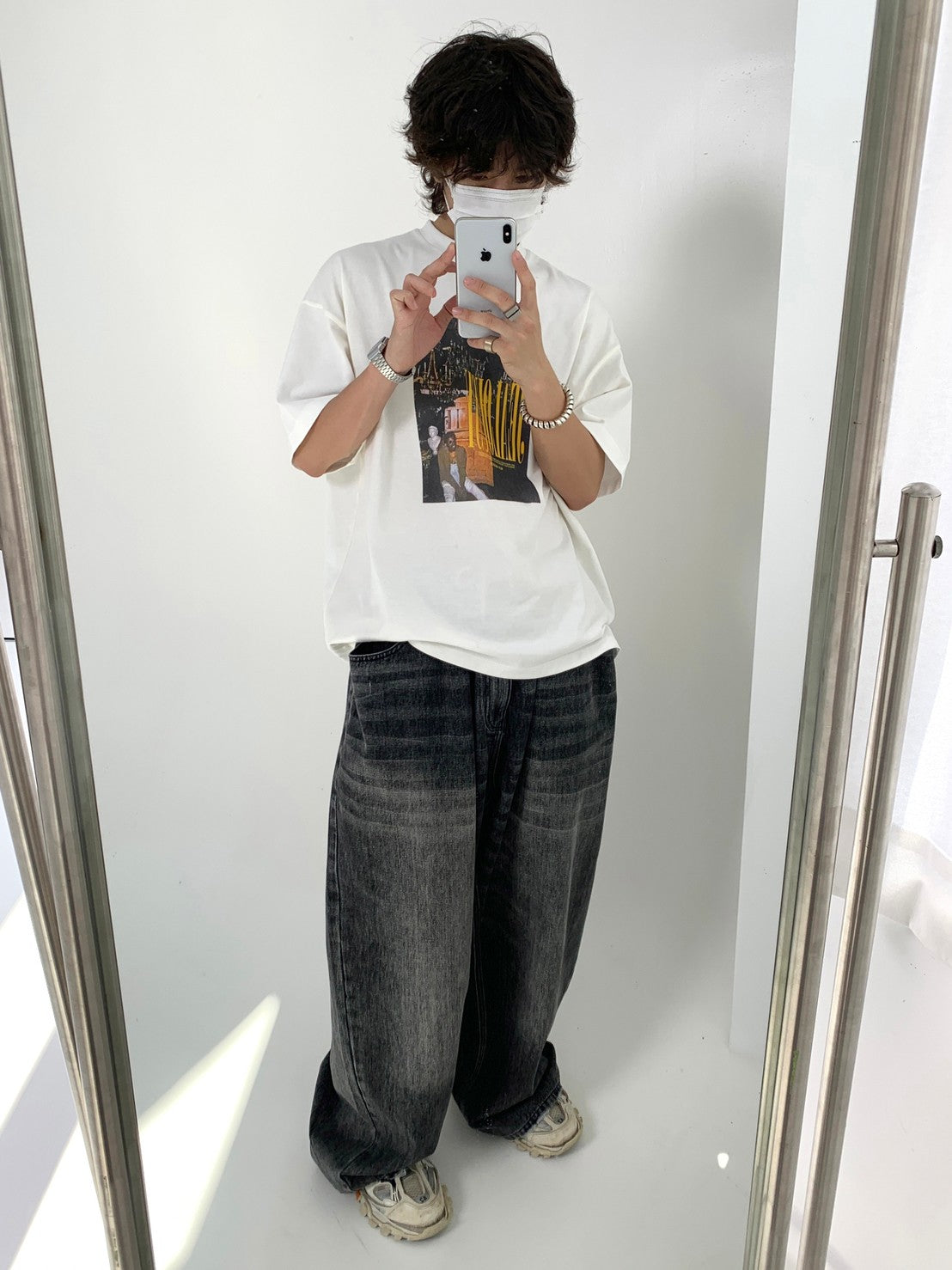 ビッグシルエットヴィンテージ加工ロックTシャツ DT2079