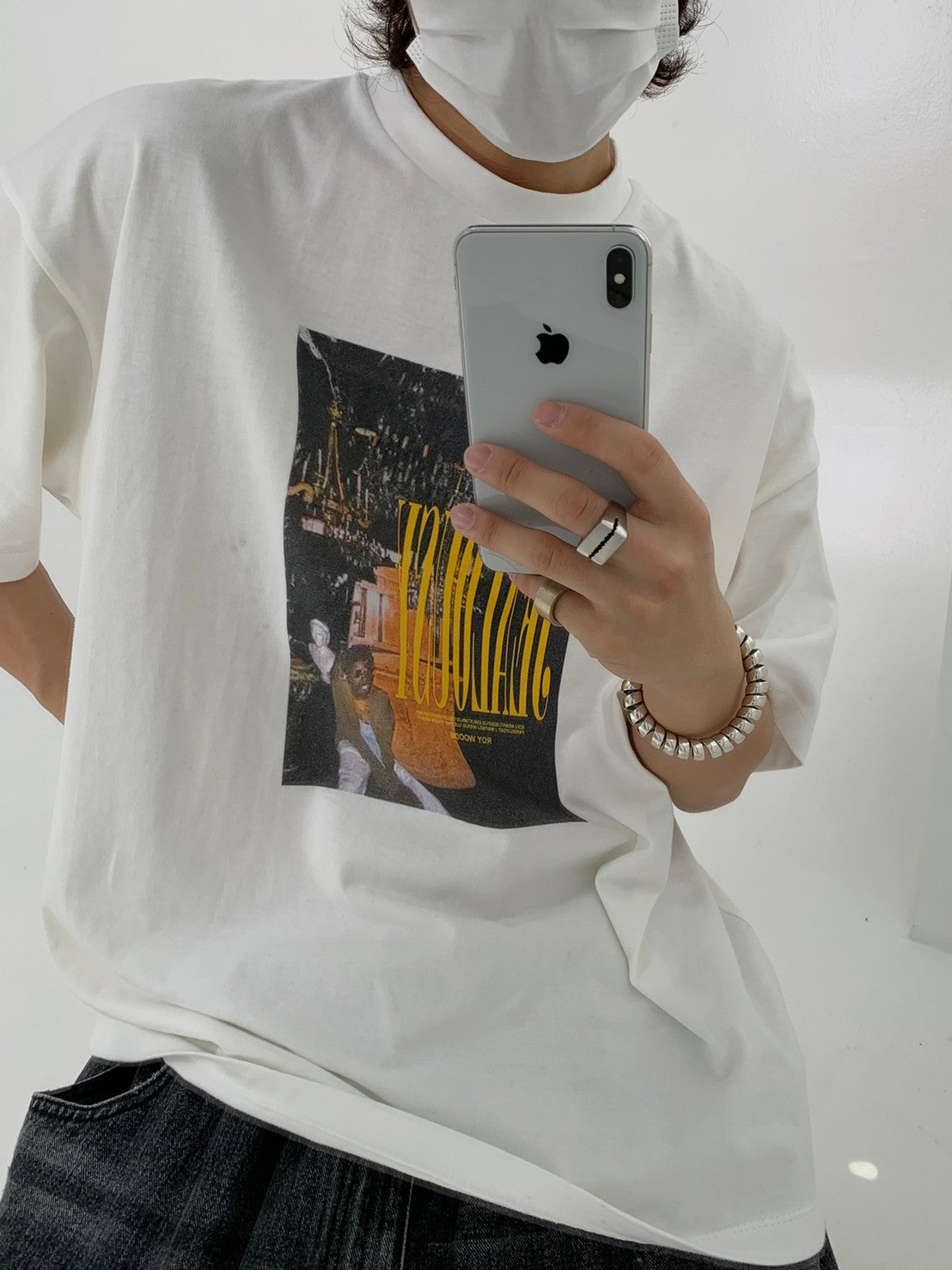ビッグシルエットヴィンテージ加工ロックTシャツ DT2079