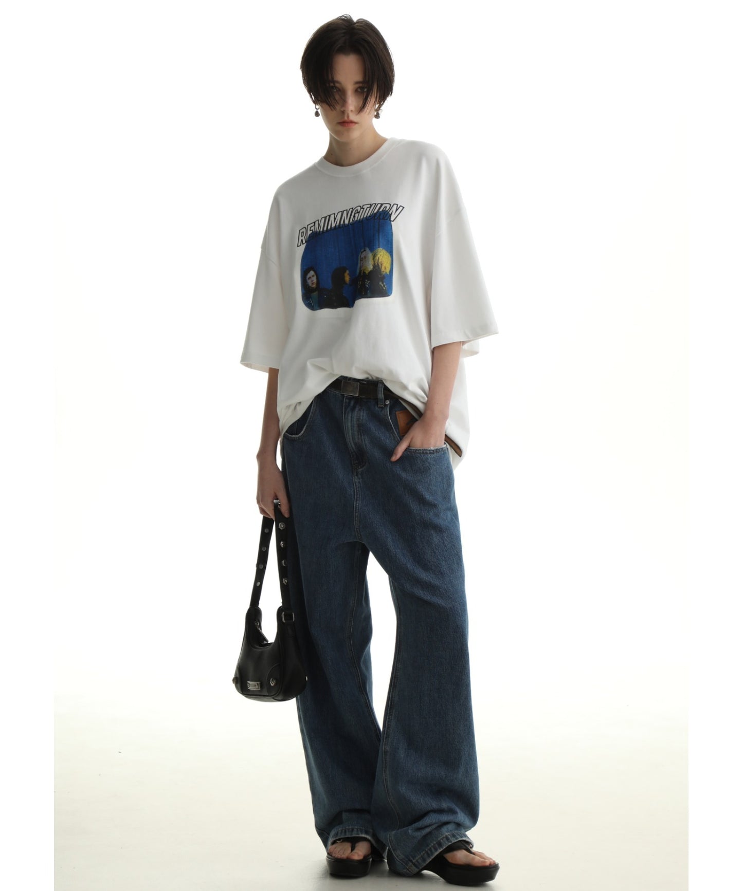 Big silhouette vintage homage print rock T-shirt DT2090
