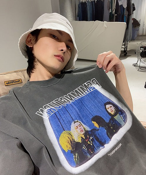 Big silhouette vintage homage print rock T-shirt DT2090