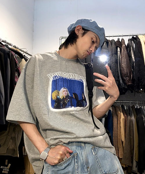 Big silhouette vintage homage print rock T-shirt DT2090