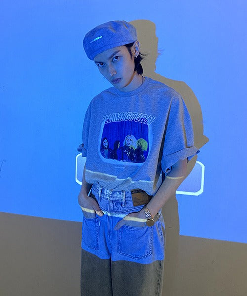 Big silhouette vintage homage print rock T-shirt DT2090