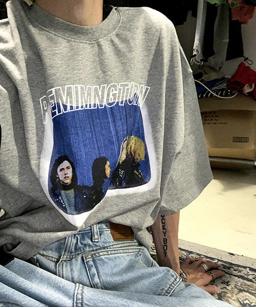 Big silhouette vintage homage print rock T-shirt DT2090