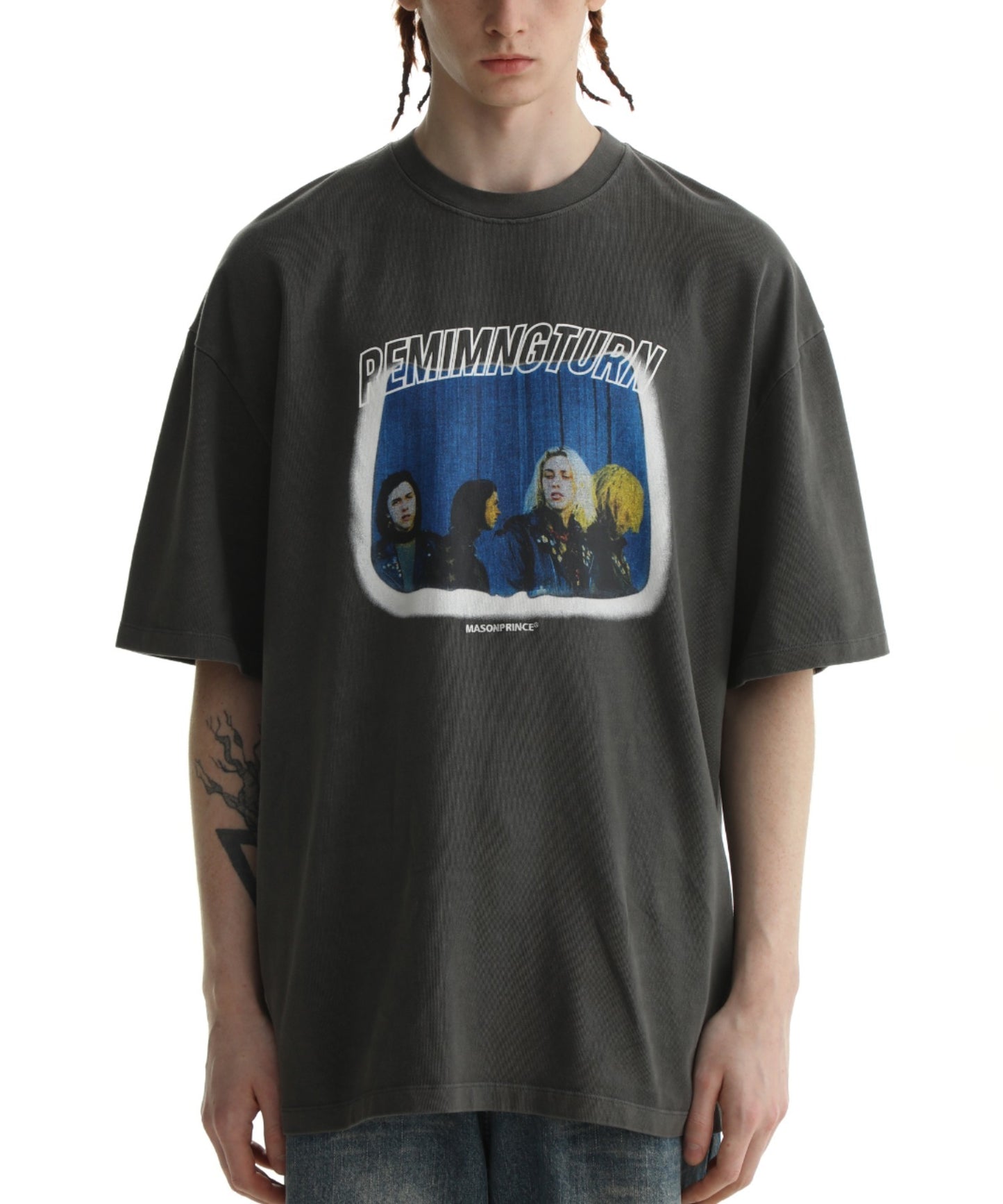 Big silhouette vintage homage print rock T-shirt DT2090