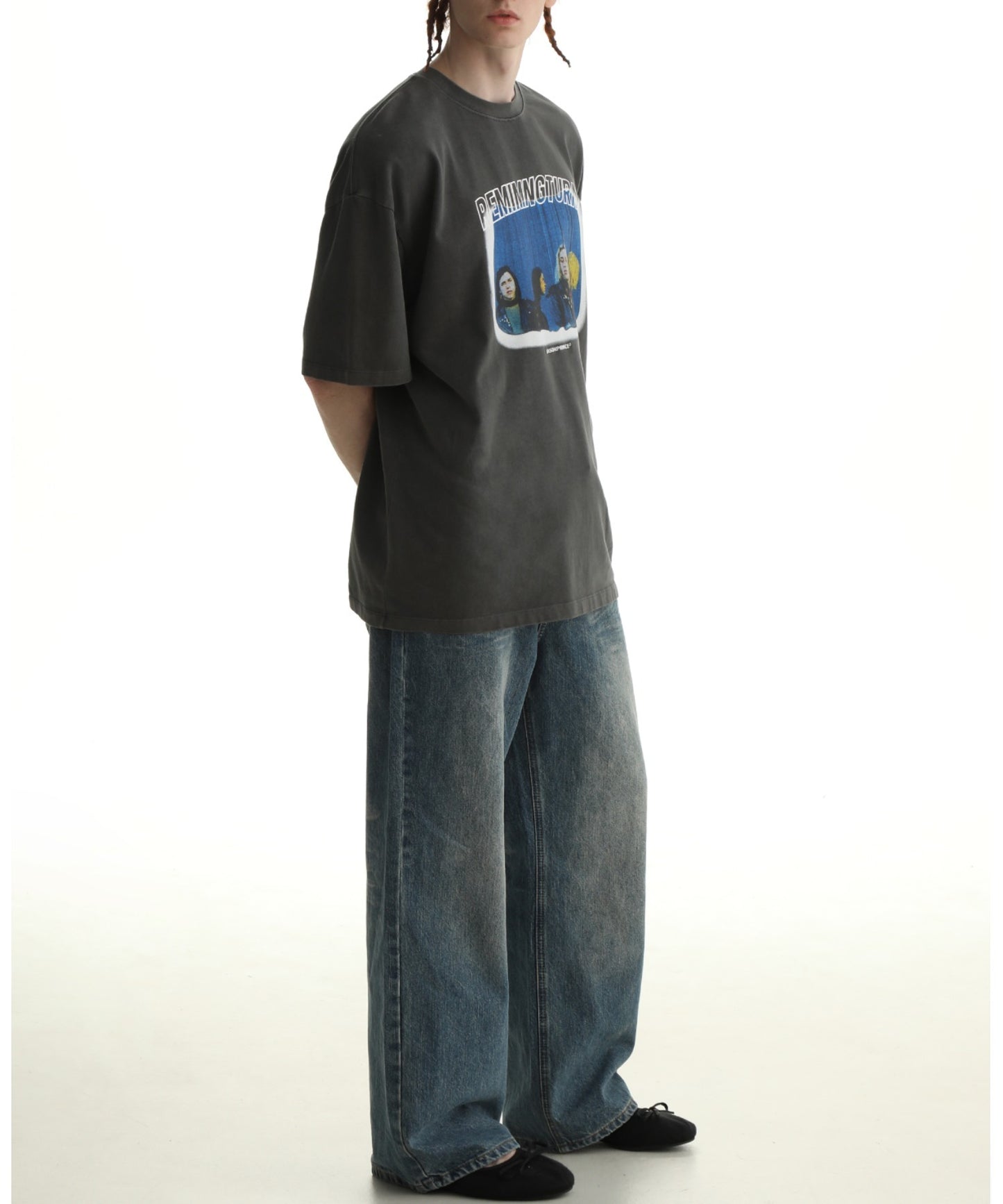 Big silhouette vintage homage print rock T-shirt DT2090